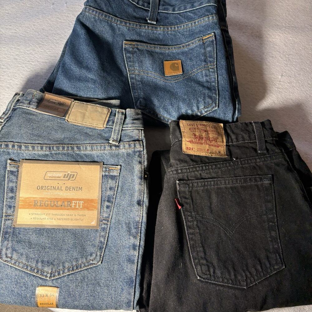 VTG 90s Levi's 521 Black Tapered + Carhartt B480 + NWT Urban Pipeline - Lot of 3